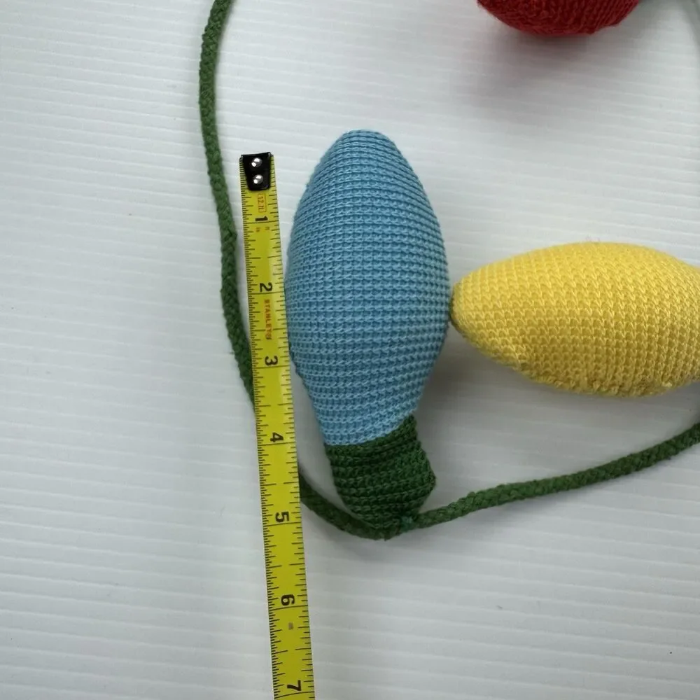 Christmas Knit Bulb Garland Lot 2 Knitted Bulbs Colorful